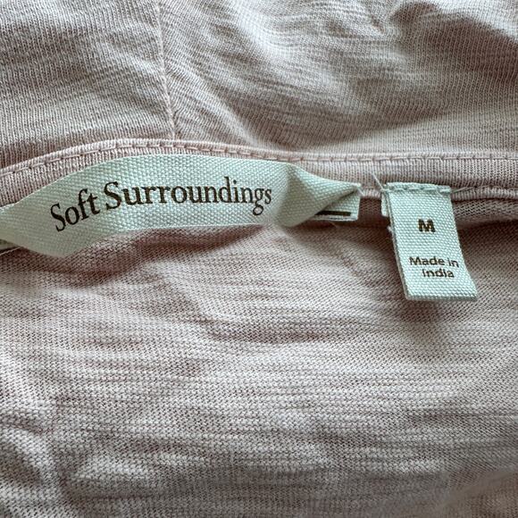 Soft Surroundings Corrina Pink Embroidered Zip Front Hooded Sweater M - Picture 4 of 8